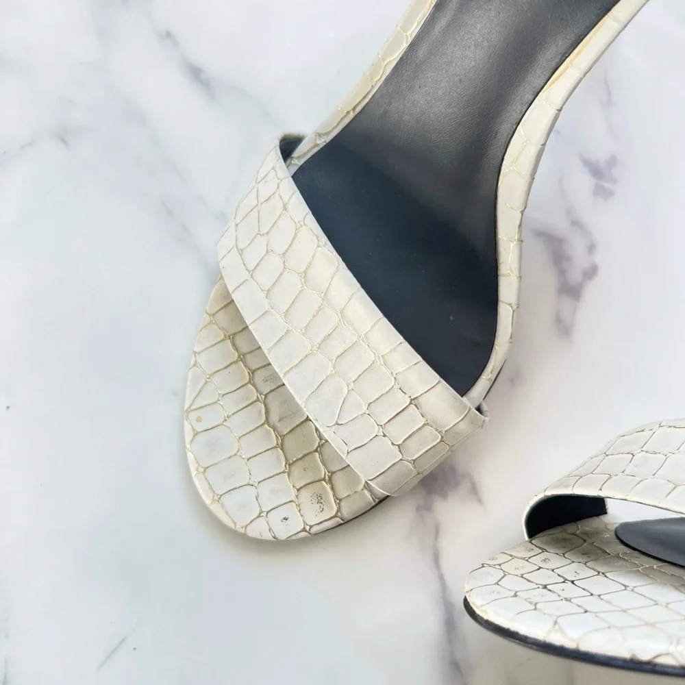 Tibi Italian White Leather Animal Print Open Toe Platform Pumps Size 37 (US 7) - Picture 6 of 7